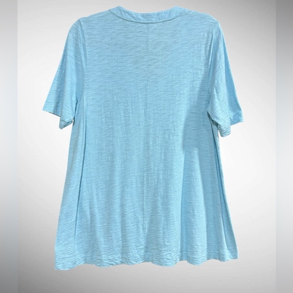 Chico's Seamed Slub Seamed Elbow Tee Top Poolside Blue Knit Women's 2 (L) - Picture 10 of 10